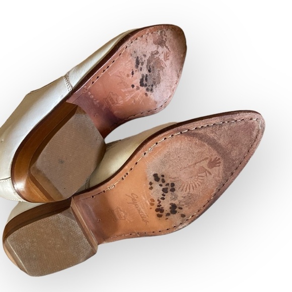 SEYCHELLES White Leather Cowboy Boot Low Cut Pointed Toe Low 1” Heel Size 6 - Picture 5 of 10